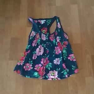 Navy blue flower tank top